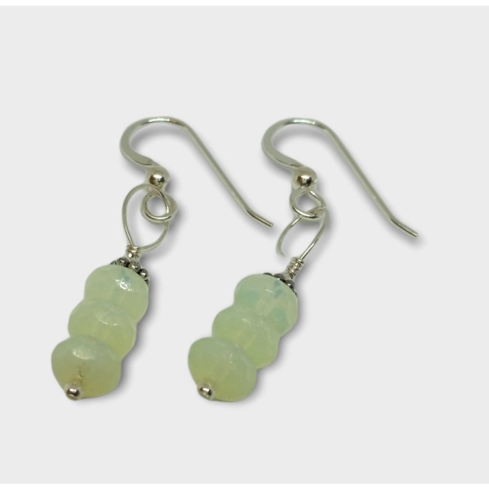925 Sterling Silver Dangle Beaded Opal Earrings